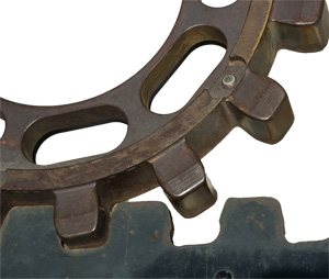 Close-up of the cog and rail used on the Pikes Peak Cog Railway