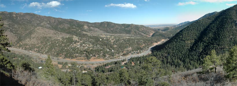 Panoramic view of Ute Pass from Camera Point Overlook